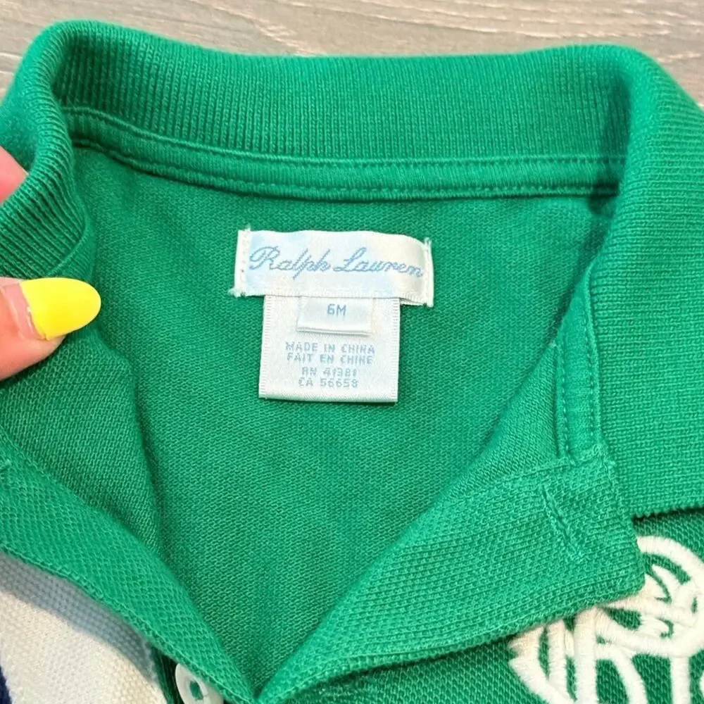 Ralph Lauren Baby Boys Banner Stripe Newport Shortall Romper Size 6 Months